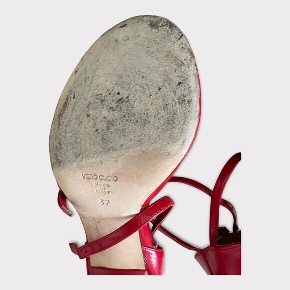 Tangolera Argentine Tango Red Vero Cuoio Italian Leather Strappy Heels- Size 6.5 - Picture 10 of 11